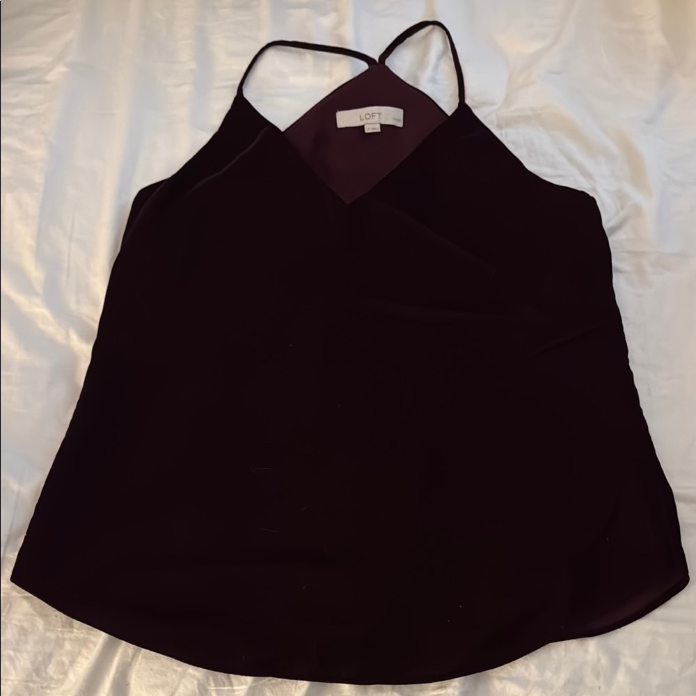LOFT Elegant Burgundy Velvet Camisole Top